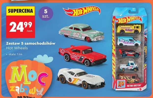 Zestaw 5 samochodzików Hot Wheels skala: 1:64 promocja w Biedronka
