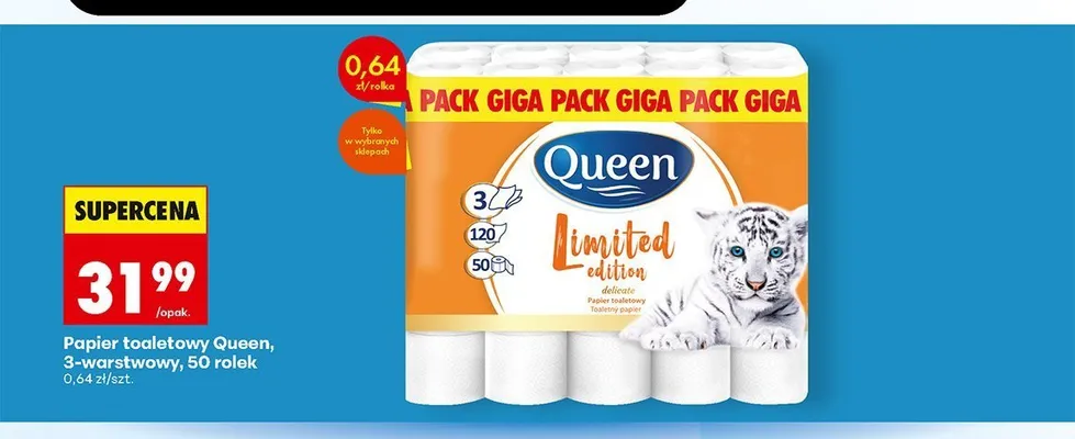 Papier toaletowy Queen 3-warstwowy promocja w Biedronka