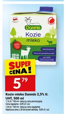 Kozie mleko Danmis 2,5% tł. UHT promocja w Twój Market