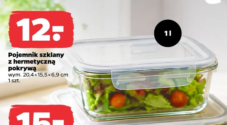 Pojemnik szklany z hermetyczną pokrywą Fresh 1 l promocja w Netto