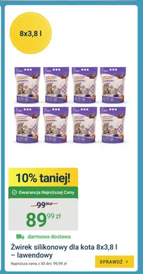 Żwirek silikonowy dla kota Compact 8-pak 3,8 l - lawendowy promocja w ERLI