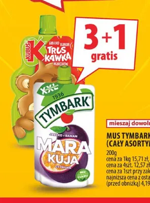 Mus Tymbark jabłko banan marakuja cytryna promocja w Arhelan