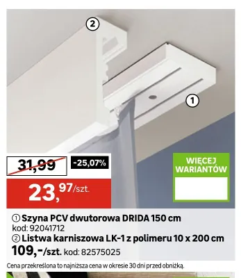 Listwa karniszowa LK-1 z polimeru 10x200cm promocja w Leroy Merlin