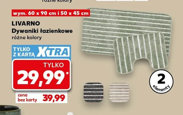 Dywaniki łazienkowe LIVARNO 60x90 cm i 50x45 cm 2-pak promocja w Kaufland