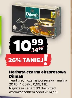 Herbata czarna ekspresowa Dilmah Earl Grey promocja w Netto