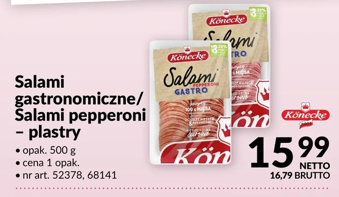Salami gastronomiczne/Salami pepperoni - plastry Konecki promocja w Makro