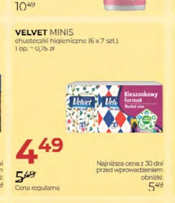 Chusteczki higieniczne Velvet Minis 6-pak promocja w Drogerie Jawa