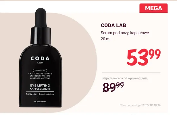 Serum pod oczy kapsułowe Coda Lab promocja w Rossmann