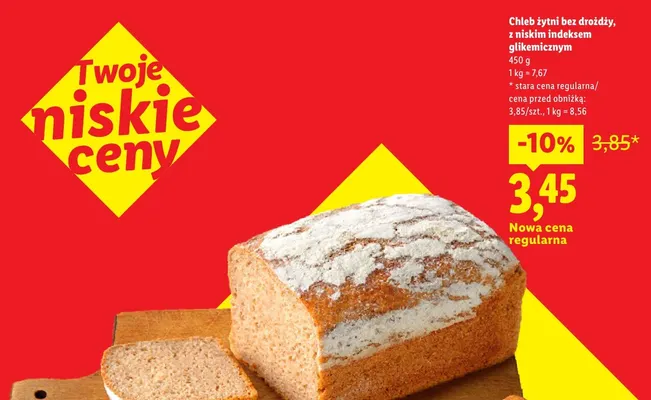 Chleb żytni bez drożdży z niskim indeksem glikemicznym promocja w Lidl