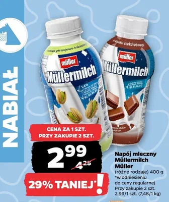 Napój mleczny Müllermilch (różne rodzaje) promocja w Netto