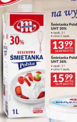Śmietanka Polska UHT 30% Mlekovita promocja w Makro