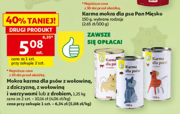 Mokra karma dla psów Auchan z drobiem promocja w Auchan