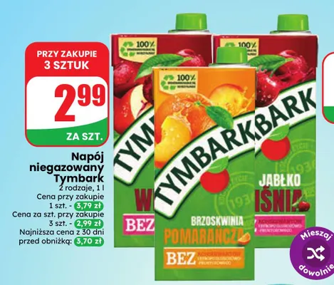 Napój niegazowany Tymbark jabłko wiśnia promocja w Dino
