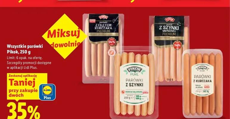 Parówki Pikok promocja w Lidl