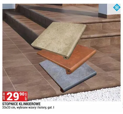 Stopnica klinkierowa 33x33 cm gat. I promocja w Merkury Market