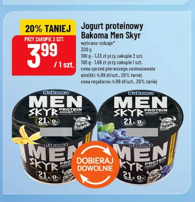 Jogurt proteinowy Bakoma Men Skyr jagodowy promocja w POLOmarket