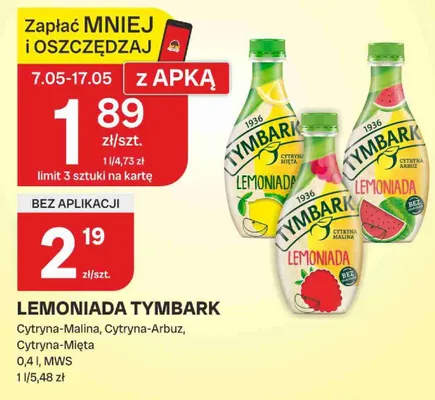 Lemoniada Tymbark cytryna-arbuz promocja w Chorten
