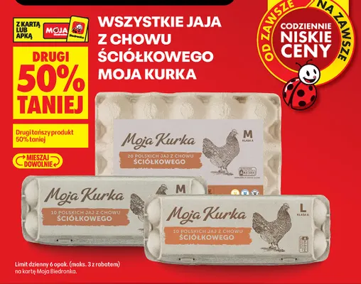Jaja z chowu ściółkowego Moja Kurka promocja w Biedronka