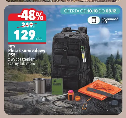 Plecak survivalowy PS5 z wyposażeniem Setty promocja w Biedronka