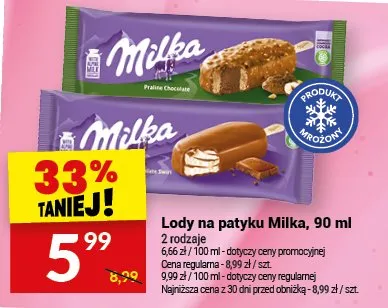 Lody na patyki milka promocja w Twój Market