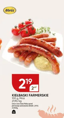 Kiełbaski farmerskie Mróz promocja w Chata Polska