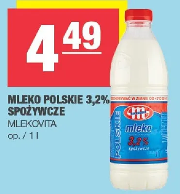 Mleko polskie 3,2% spożywcze promocja w SPAR