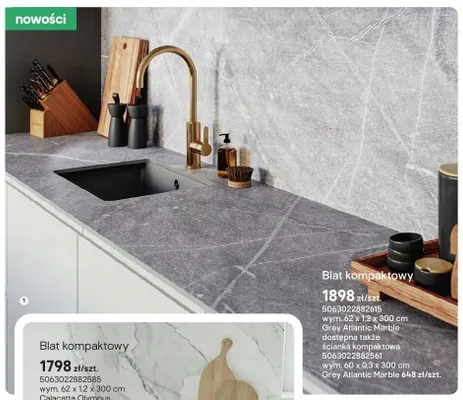 Ścianka kompaktowa Grey Atlantic Marble wym. 60x0,3x300cm promocja w Castorama