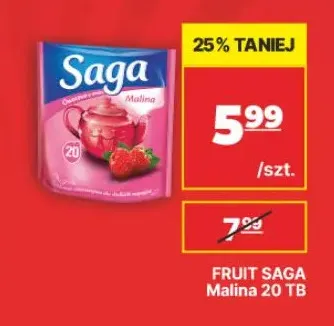Herbata owocowa Fruit Saga malina 20 torebek promocja w API Market