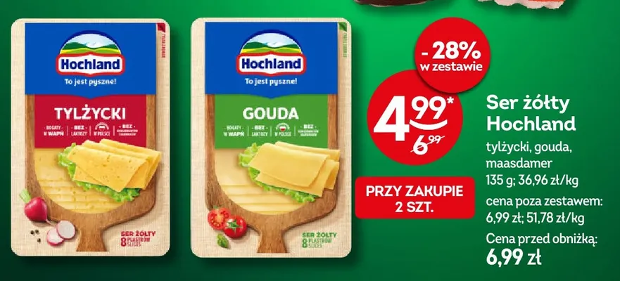 Ser żółty gouda w plastrach Hochland promocja w Żabka
