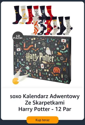 Kalendarz adwentowy ze skarpetkami Harry Potter 12 par Soxo promocja w Amazon