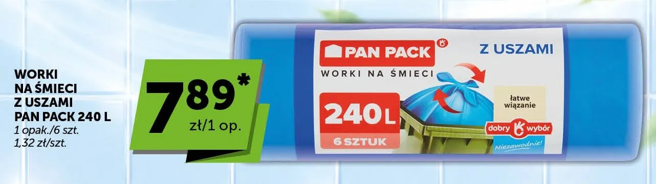 Worki na śmieci z uszami Pan Pack 240 l promocja w ABC