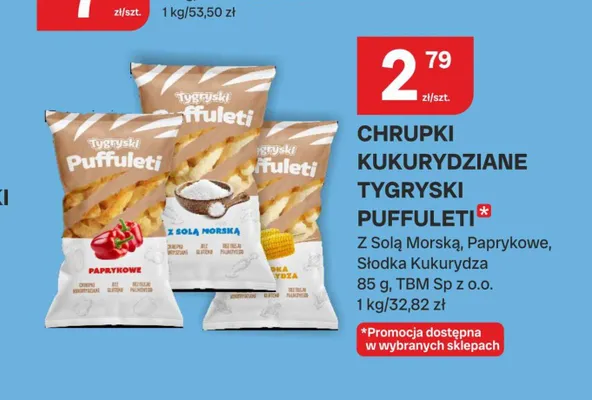 Chrupki kukurydziane Tygryski Puffuleti Słodka Kukurydza promocja w Chorten
