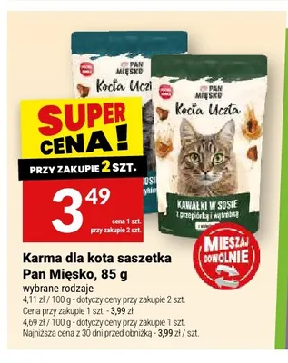 Karma dla kota saszetka Pan Mięsko Kocia Uczta promocja w Twój Market