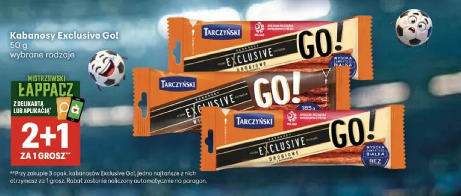 Kabanosy Exclusive Go! Drobiowe Tarczyński promocja w Delikatesy Centrum