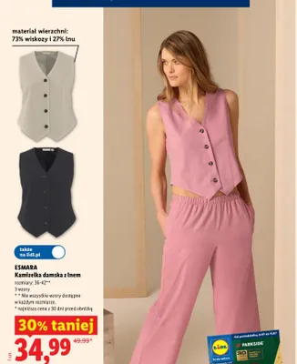 Kamizelka damska z lnem Esmara promocja w Lidl