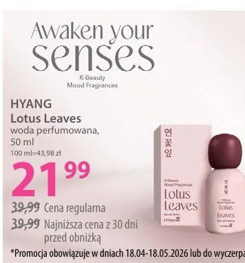 Woda perfumowana Hyang Lotus Leaves promocja w Hebe