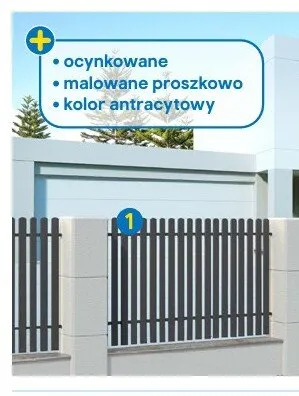 Przęsło POLBRAM Daria 2 ocynkowane malowane proszkowo kolor antracytowy 200x120cm promocja w Castorama