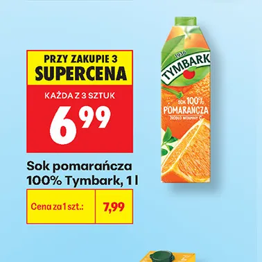 Sok pomarańcza Tymbark 100% promocja w Biedronka