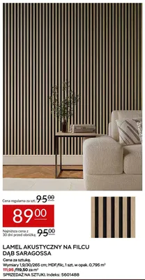 Lamel akustyczny na filcu dąb saragossa promocja w Abra Meble