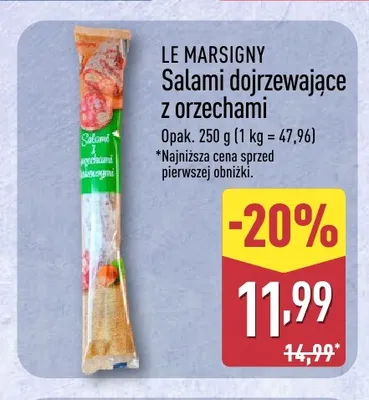 Salami dojrzewające z orzechami Le Marsigny promocja w Aldi