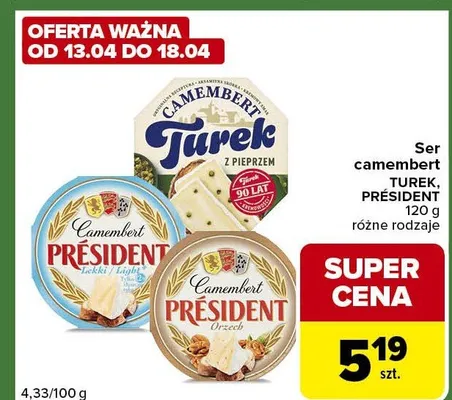 Ser camembert różne rodzaje promocja w Carrefour Express