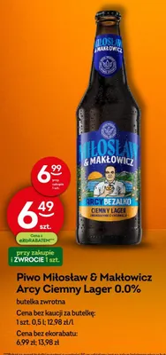 Piwo Miłosław & Makłowicz Arcy Ciemny Lager 0.0% butelka zwrotna promocja w Żabka