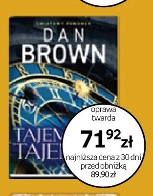 Książka Tajemnica tajemnic Dan Brown oprawa twarda promocja w Empik