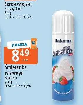 Śmietanka w sprayu Bakoma promocja w Leclerc
