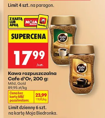 Kawa rozpuszczalna Cafe d'Or Gold promocja w Biedronka