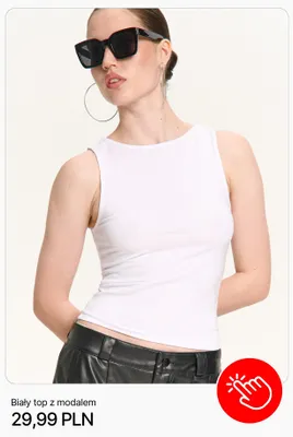 Top damski biały z modalem Cropp promocja w Cropp