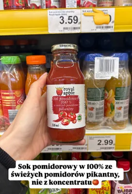 Sok pomidorowy pikantny 100% ze świeżych pomidorów promocja w Dino