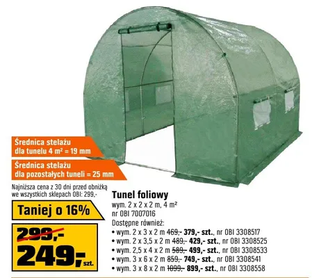 Tunel foliowy wym. 2 x 2 x 2 m, 4 m² promocja w OBI