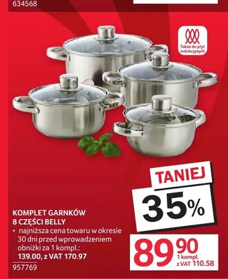 Komplet garnków 8 części Belly promocja w Selgros
