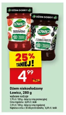 Dżem z czarnych porzeczek niskosłodzony Łowicz promocja w Twój Market